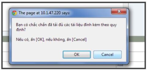 Màn hình xác nhận tài liệu đính kèm