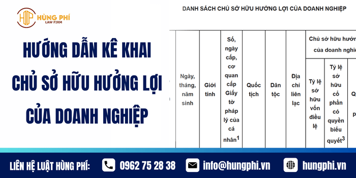 Hướng dẫn kê khai Danh sách Chủ sở hữu hưởng lợi của doanh nghiệp