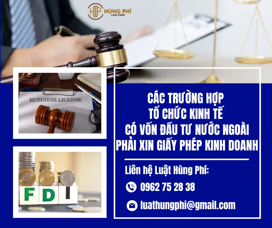 CÁC TRƯỜNG HỢP TỔ CHỨC KINH TẾ CÓ VỐN ĐẦU TƯ NƯỚC NGOÀI PHẢI XIN GIẤY PHÉP KINH DOANH