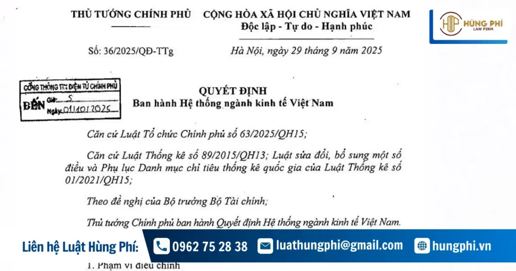 Mã ngành nghề kinh doanh mới theo Quyết định 36/2025/QĐ-TTg