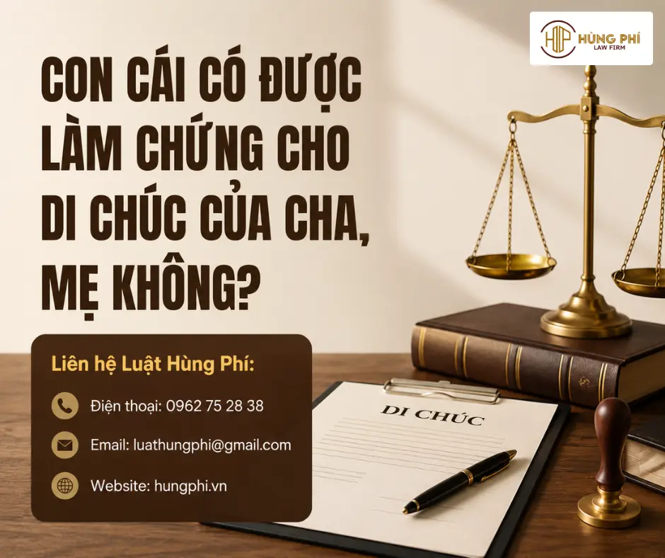 CON CÁI CÓ ĐƯỢC LÀM CHỨNG CHO DI CHÚC CỦA CHA, MẸ KHÔNG?
