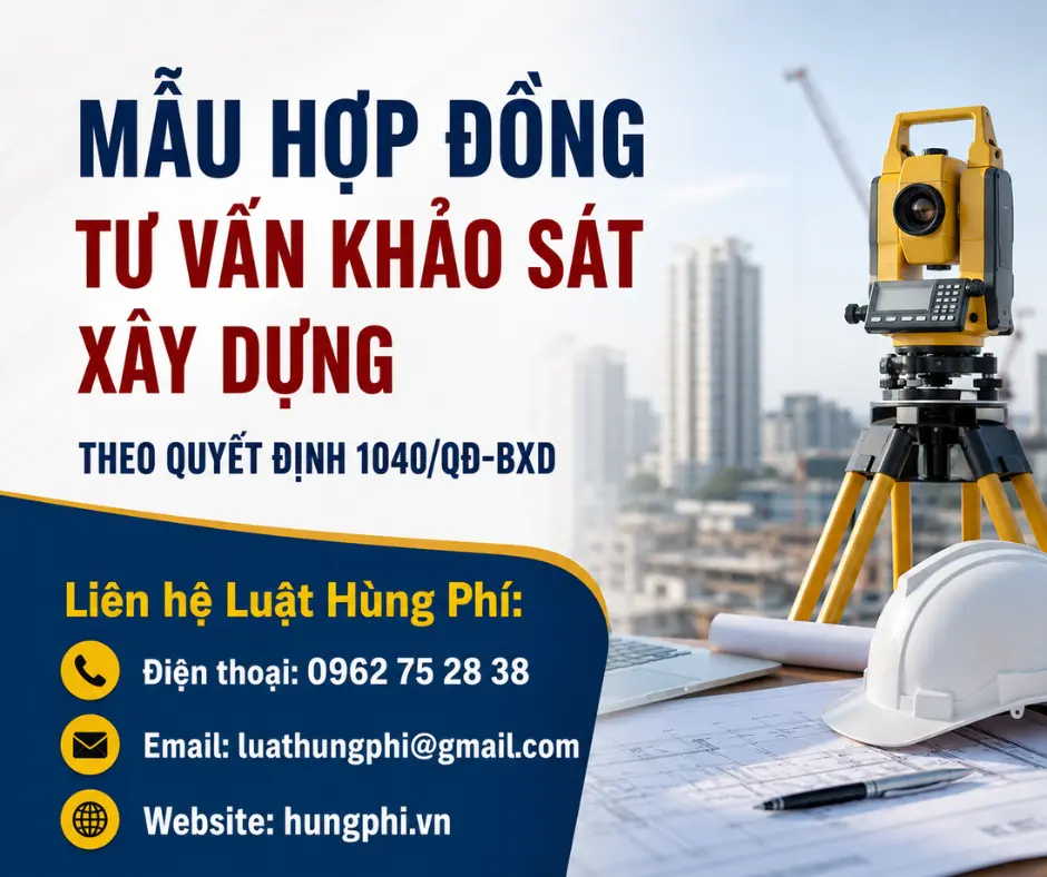 MẪU HỢP ĐỒNG TƯ VẤN KHẢO SÁT XÂY DỰNG THEO QUYẾT ĐỊNH 1040/QĐ-BXD