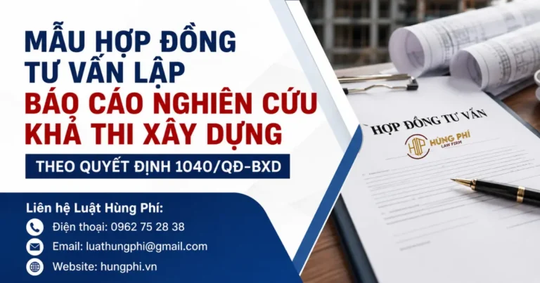 Mẫu hợp đồng tư vấn lập báo cáo nghiên cứu khả thi xây dựng theo quyết định 1040/QĐ-BXD